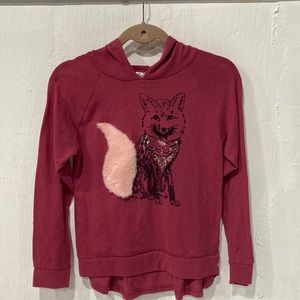 Maroon fox hoodie, girls XL